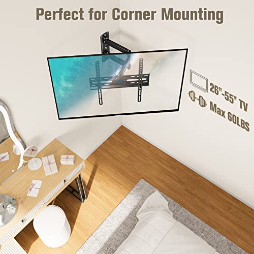 Mounting Dream TV Wall Mount Swivel And Tilt For Most 2655 Inch TV, TV Mount Perfect Center