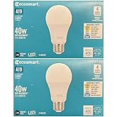 EcoSmart A19 40 Watt Equivalent with Selectable Color Temperature Dimmable LED Light Bulb (8-Pack)