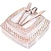 WDF 125PCS Rose Gold Plastic Plates with Disposable Plastic Silverware,Diamond Square Plastic Tableware include 25 Dinner Plates,25 Salad Plates,25 Forks, 25 Knives, 25 Spoons
