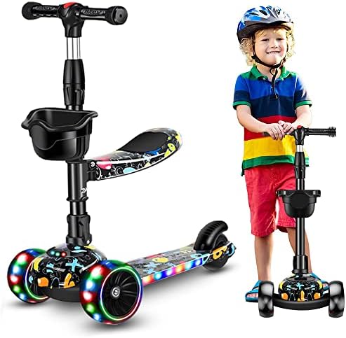 DMG TECH Kick Scooter, Adjustable Height Foldable Scooter for