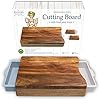 Cutting-Board-with-Tray-Organic-Acacia-Wood-Chopping-Board-with-2-Containers-for-Meat-Vegetables-Bread-or-Cheese-Board Cutting Board with Tray - Organic Acacia Wood Chopping Board with 2 Containers - for Meat Vegetables Bread or Cheese…