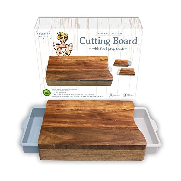 Cutting-Board-with-Tray-Organic-Acacia-Wood-Chopping-Board-with-2-Containers-for-Meat-Vegetables-Bread-or-Cheese-Board Cutting Board with Tray - Organic Acacia Wood Chopping Board with 2 Containers - for Meat Vegetables Bread or Cheese…