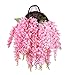 Duovlo Silk Wisteria Flower Artificial 2.13 Feet Hanging Wisteria Vine Fake Flower Bush String Home Party Wedding Decoration,Pack of 4 (Pink)