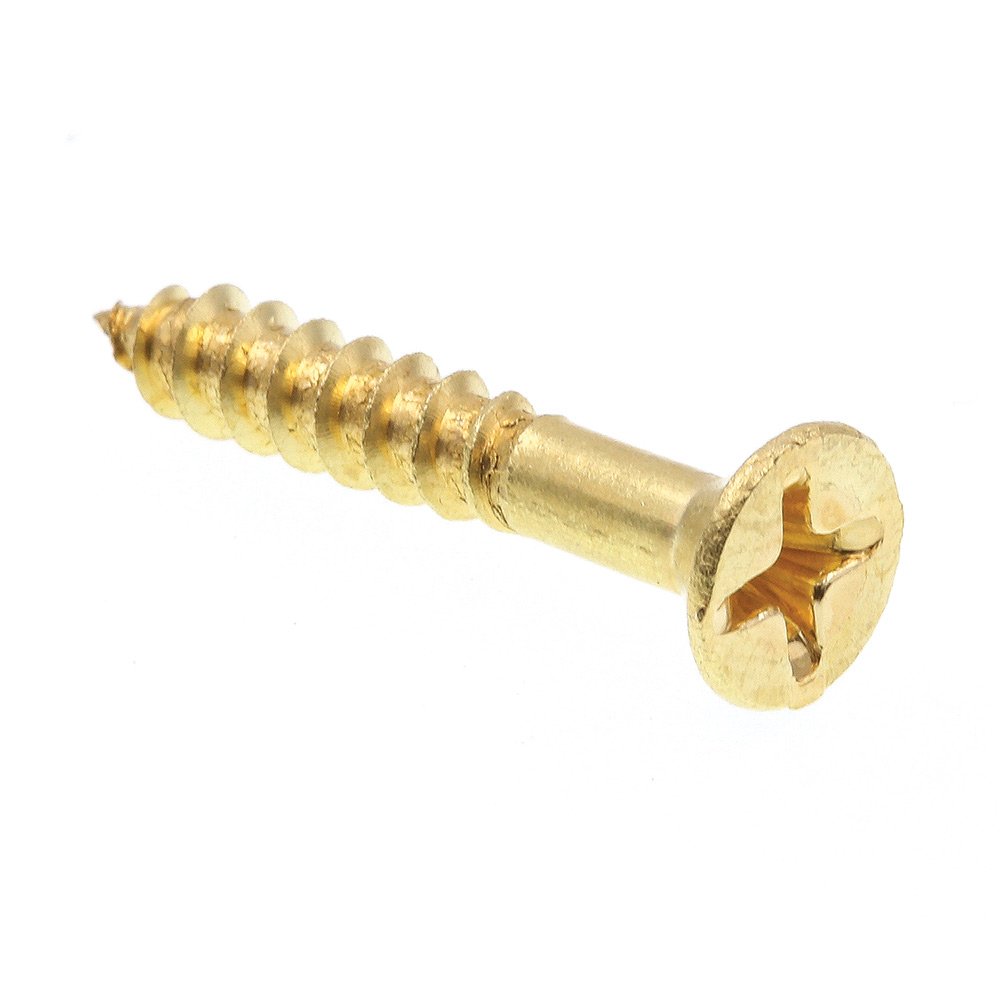 Photo 1 of Prime-Line 9035109 Wood Screws, Flat Head, Phillips Drive, #8 X 1 In., Solid Brass (25 Pack)