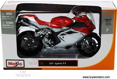 11094 Maisto - Mv Agusta F4 Motorcycle (1:12, Red & Silver) 11094 Diecast Car Model Auto Vehicle Automobile Metal Iron Toy