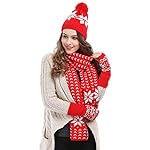 Bienvenu Women Lady Winter Warm Knitted Snowflake Hat Gloves and Scarf Winter Set Bienvenu Women Lady Winter Warm Knitted Snowflake Hat Gloves and Scarf Winter Set