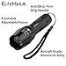 EliteMax Best and Brightest Tactical LED Flashlight, 18650 Lithium Ion Battery and Charger, Zoomable Adjustable Focus 5 Modes Strobe SOS, Water Resistant Outdoor Torch