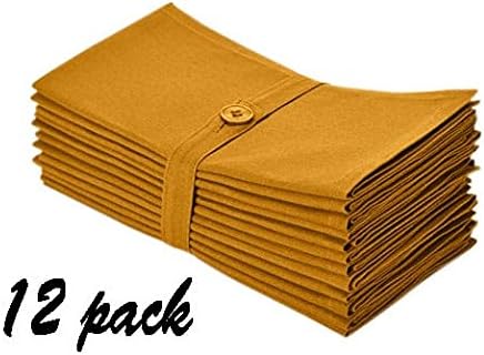 Pack of 12 Dinner Napkins, 100% Egyptian Cotton Luxury 400 Thread Count- 12" x 12" Color Gold Solid (Set contains 1 Dozen Napkins )