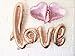 WULEEUPER Love Balloon Banner 42.5 Inches Handwriting Letter Giant Celebration Balloon Romantic Wedding Bridal Shower Anniversary Engagement Party Decoration (Champagne-Gold)