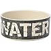 PetRageous 10003 Vintage Stoneware Dog Water Bowl with 3.5-Cup Capacity 6-Inch Diameter by 2.5-Inch Tall Great for Medium and Large Sized Dogs and Cats, Black and Natural , One Size, Off-White