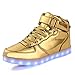 AnnabelZ LED Shoes High Top Men Women Light Up Shoes USB Charging Flashing Sneakers Gold Silver