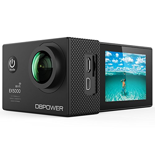 DBPOWER EX5000 Action Camera , 14MP 1080P HD WiFi Waterproof Sports Cam 2 Inch LCD Screen , 170 Degree Wide Angle Lens , 98ft Underwater DV Camcorder With 16 Accessories Kits (A-Action camera)