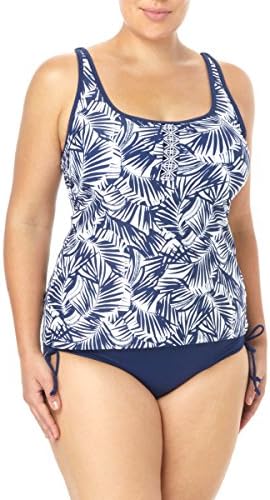 Beach House Plus Size Cape Palm Riley Wire-Free Tankini Top, 18W, Admiral