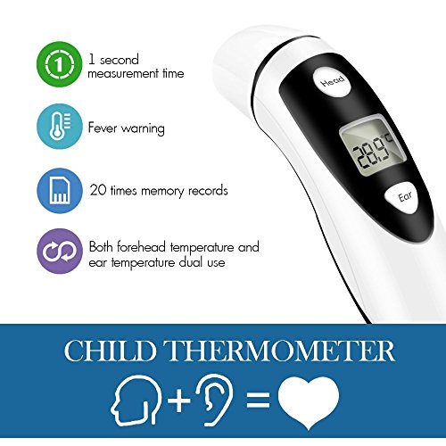 Baby Ear and Forahead Themometer,Firhealth Medical Infrared Digital Dual Mode Thermometer For Baby Infant Toddler and Adults-Temperature and Fever Health Alert Clinical Data-FDA and CE Approved - Thumbnail 3