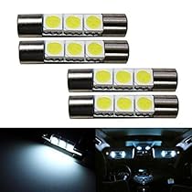 iJDMTOY (4) 3-SMD 29mm 6614F LED Replacement Bulbs For Car Sun Visor Vanity Mirror Lights, Xenon White