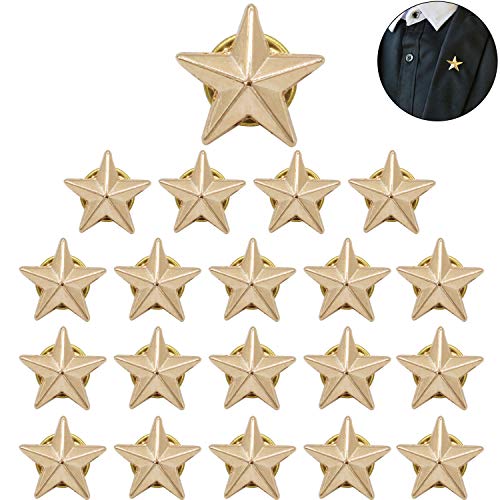 20 Pieces Star Badge Gold Lapel Pin for 4th of July Memorial Day Veterans Day
