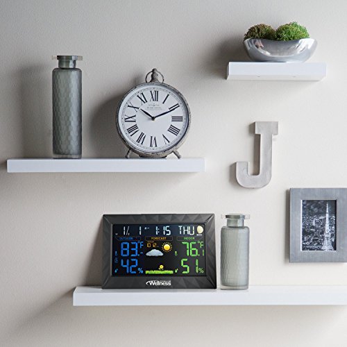 Wellness Personal Care Wired/Wireless Weather Station with Thermometer, Hydrometer & Alarm Clock/Snooze Featuring Bright Color Coded LED Digital Display Screen with Large Easy to Read Digits - Thumbnail 4