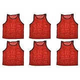BlueDot Trading Youth Sports Pinnies Scrimmage Training Vests (6-Pack), Red