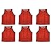 BlueDot Trading Youth Nylon Mesh Scrimmage Training Pinnie Vest for Team Practice for Children’s Sports Soccer, Football, Basketball, Lacrosse, Red, Quantity 6