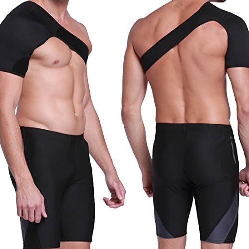 MTST Neoprene Adjustable Breathable Gym Sports Care Single Shoulder Support Back Brace Guard Strap Wrap Belt Band Pads Black Bandage Men&Women