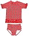 Red Polka Dot Ruffled Rash Guard Bikini - 5