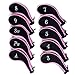 10L0L Golf Head Covers,Neoprene Zippered Golf Club head Iron Covers - Set of 10 (black and pink)