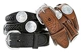 Stone Mountain Memorial Coin Conchos Western Scallop Embossed Leather belt