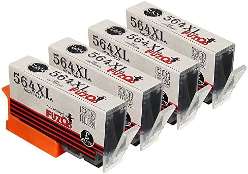 FUZOO Compatible Ink Cartridges Replacement for HP 564XL 564 XL Work with Photosmart 6520 5520 7510 6510 7525 5510 D7560 Deskjet 3520 Officejet 4620 Premium C410 C309A C310A Printer (Black, 4-Pack)