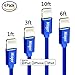 Miger 4Pack 1Ft/3Ft/6Ft/10Ft Nylon Braided MFi Certified 8 pins Connector Cables to USB Charge and Sync Cable Compatible with X,8,8Plus,7,7Plus,6S,6Plus,SE,5S,5,iPad,iPod Nano 7(Blue)