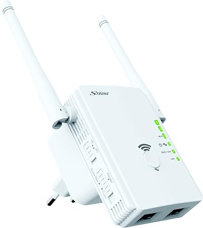 STRONG WLAN Repeater 300 V2, Betriebsmodi: Universal Repeater/Access Point/Router, 300 Mbit/s bei 2,4 GHz, 2 LAN Ports, WLAN 
