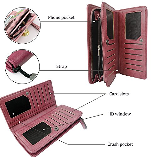 image for FIGROL Women Blocking Soft Leather Wallet,Credit Card Long Wallets Pho