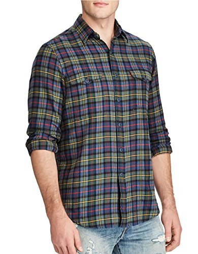 Ralph lauren polo men s plaid cotton twill wayne standard-fit cot…
