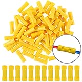 Hilitchi 100pcs 12-10 Gauge Butt Insulated Splice Terminals Electrical Wire Crimp Connectors (Yellow / 12-10AWG)