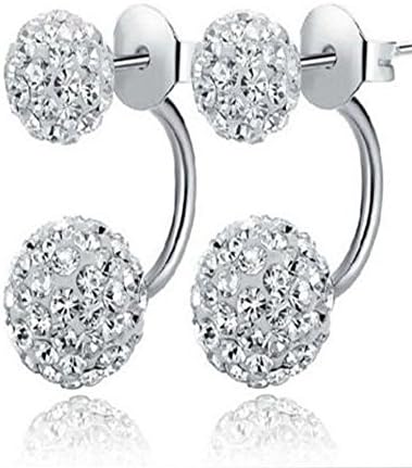Muranba Snowball Earrings Studs Crystal Rhinestone Post Silver Bling Fashion 1 Pair (Silver)