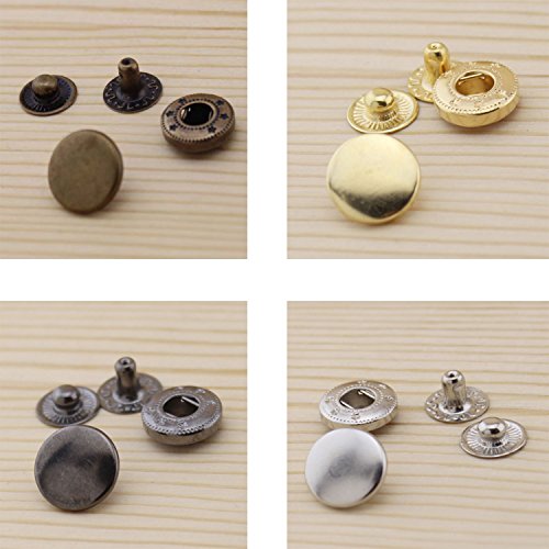 Gnognauq 100 Sets 4 Colors Snap Fasteners Snaps Button Press Studs with 4 Pieces Fixing Tools for Leather Craft, Rivets Replacement