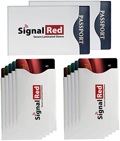 Laminated Passport and Credit Card Protector – Set of 10 Credit Card and 2 Passport RFID Blocking Sleeves; Fit in Wallet and Purse