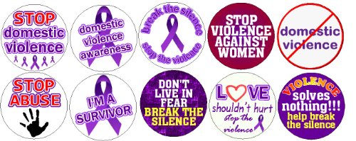 Set 10 Anti Domestic Violence Abuse Purple Ribbon 1.25" Pinback Buttons Pins
