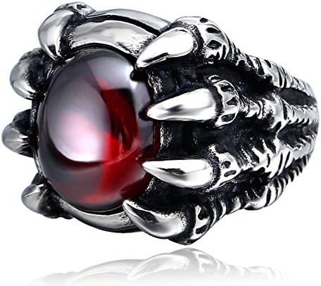 TIDOO Jewelry Punk Series Mens Vintage Gothic Biker Wolf Claw Diamon Ring Chrome Hearts Style Antique Black Silver 316L Stainless Steel Crystals Wide Cast Rock Finger Band Best Gift For Cowboy Knight Cavalier Chevalier Party Halloween Easter Day Cosplay Halley Biker Token Anniversary QYR004