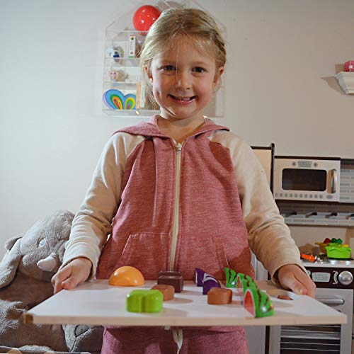 Cutting Fruit Vegetables Magnetic Wooden Play Food Set Durable Cutting Toy Cooking Food Playset Safety Portable Educational Chopping Toy Gift for Kids Kitchen Pretend Play (33 Piece) - Thumbnail 7