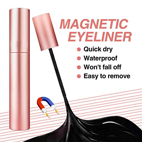 MUSCCCM Magnetic Eyeliner and 5 Pairs of Waterproof Magnetic Eyelashes Comes with Applicator Easy and Long Lashes are Best Choice for Novice,Suitable for Wearing to Attend Ceremony Feast Party