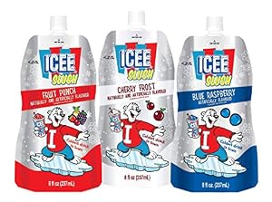 Image of ICEE Variety Pack, 8 Ounce, 24 Pack (8 Pouches of Each Flavor: Blue Raspberry, Cherry Frost, Fruit Punch)