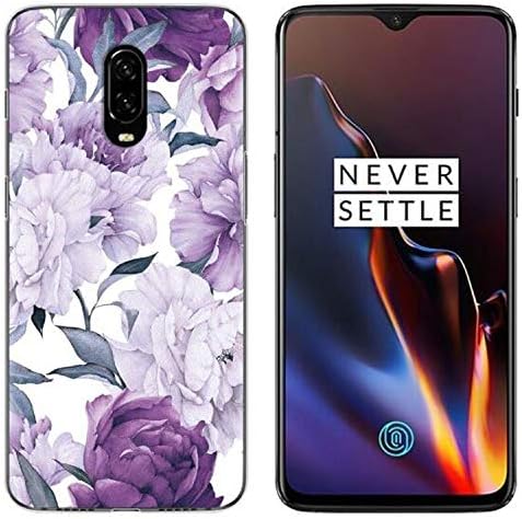 Yrlehoo For OnePlus 6T, Soft Silicone Case for OnePlus 6T Case Cover Etui Protect Backcase Protection, Purple flowers