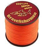 Bravefishermen Super Strong Pe Braided Fishing Line 6LB to100LB Fluorescent orange