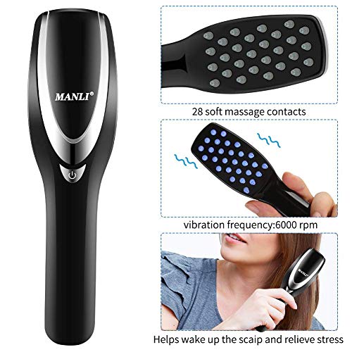 Phototherapy Scalp Massager Comb, MANLI 3-IN-1 Hair Regrowth Brush for Hair Growth Anti Hair Loss Head Care Electric Massage Comb Brush with USB Rechargeable