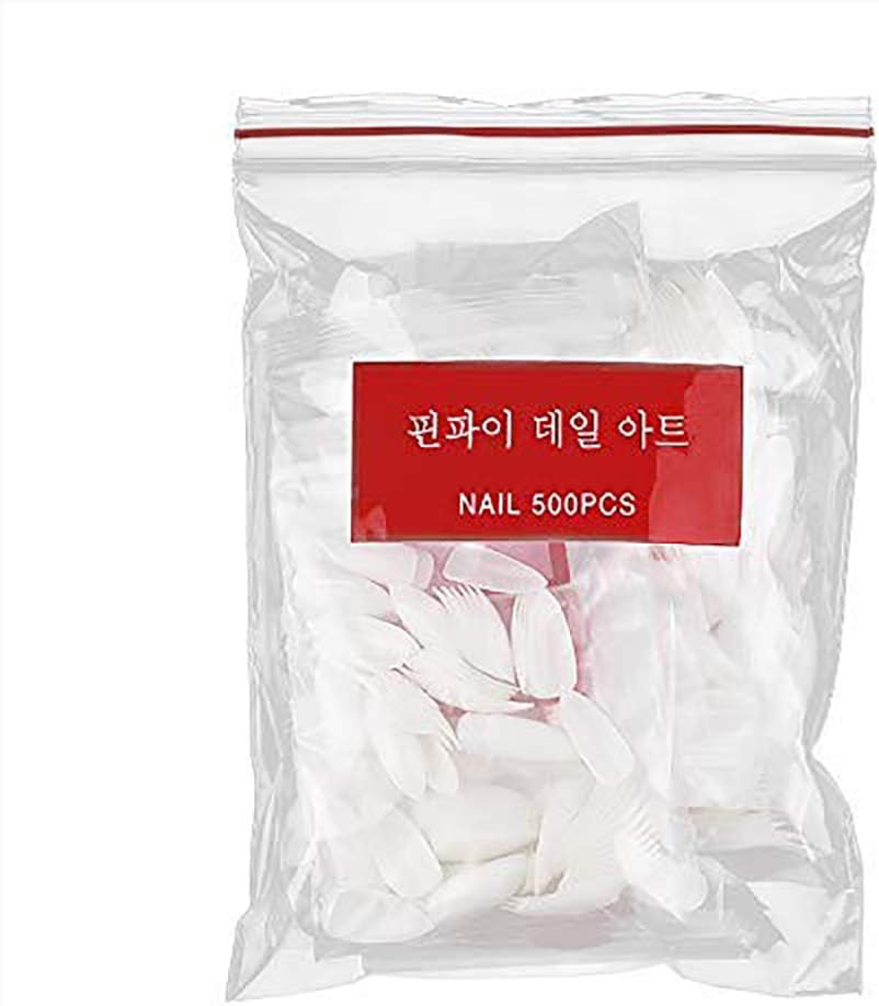 Fake Nails Sets,500Pcs Extensions Transparent Natural Artificial Manicure Tips Pointy Oval Shape Almond Stiletto Acrylic False Nails(Transparent)