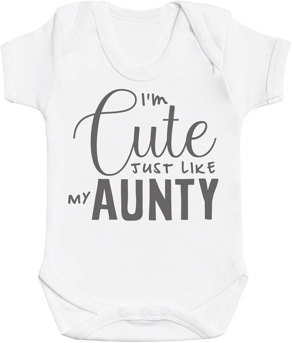 Zarlivia Clothing I'm Cute Just Like My Aunty Baby Gift, Baby Boy Gift, Baby Girl Gift, Baby Boy Bodysuit, Baby Girl Bodysuit