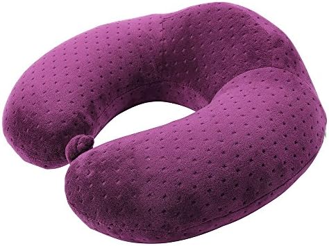 Neck Pain Pillow, VenusCare Best Comfortable Neck support Pillow with Memory Foam Velvet for Travel, Car, Office, School (Purple)