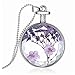 TraveT Dried Lavender Plant Specimens Necklace ircle Shape Womens Glass Pendant
