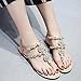 Haoricu Clearance Bohemia Beaded Womens Summer Sandals Flat Crystal Shining Rhinestones Chain Slipper T-strap Comfortable Shoes Larger Size 36~47
