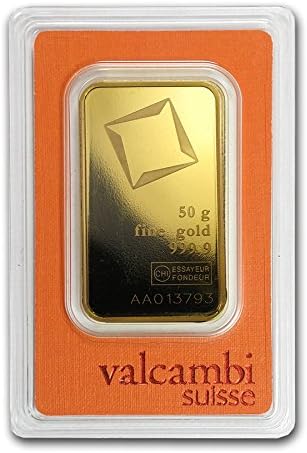50 gram Bar - Valcambi (Pressed w/Assay)